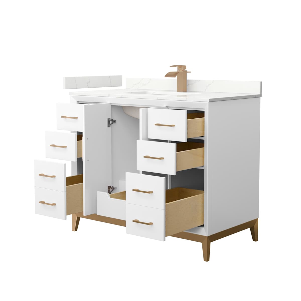 Amici 42" Free Standing Single Basin Vanity Set with Cabinet and Quartz Vanity Top