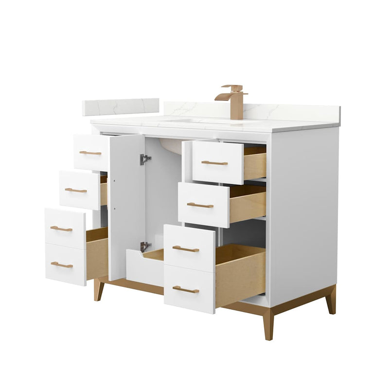Amici 42" Free Standing Single Basin Vanity Set with Cabinet and Quartz Vanity Top - image 10