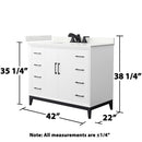 Amici 42" Free Standing Single Basin Vanity Set with Cabinet and Quartz Vanity Top - image 6