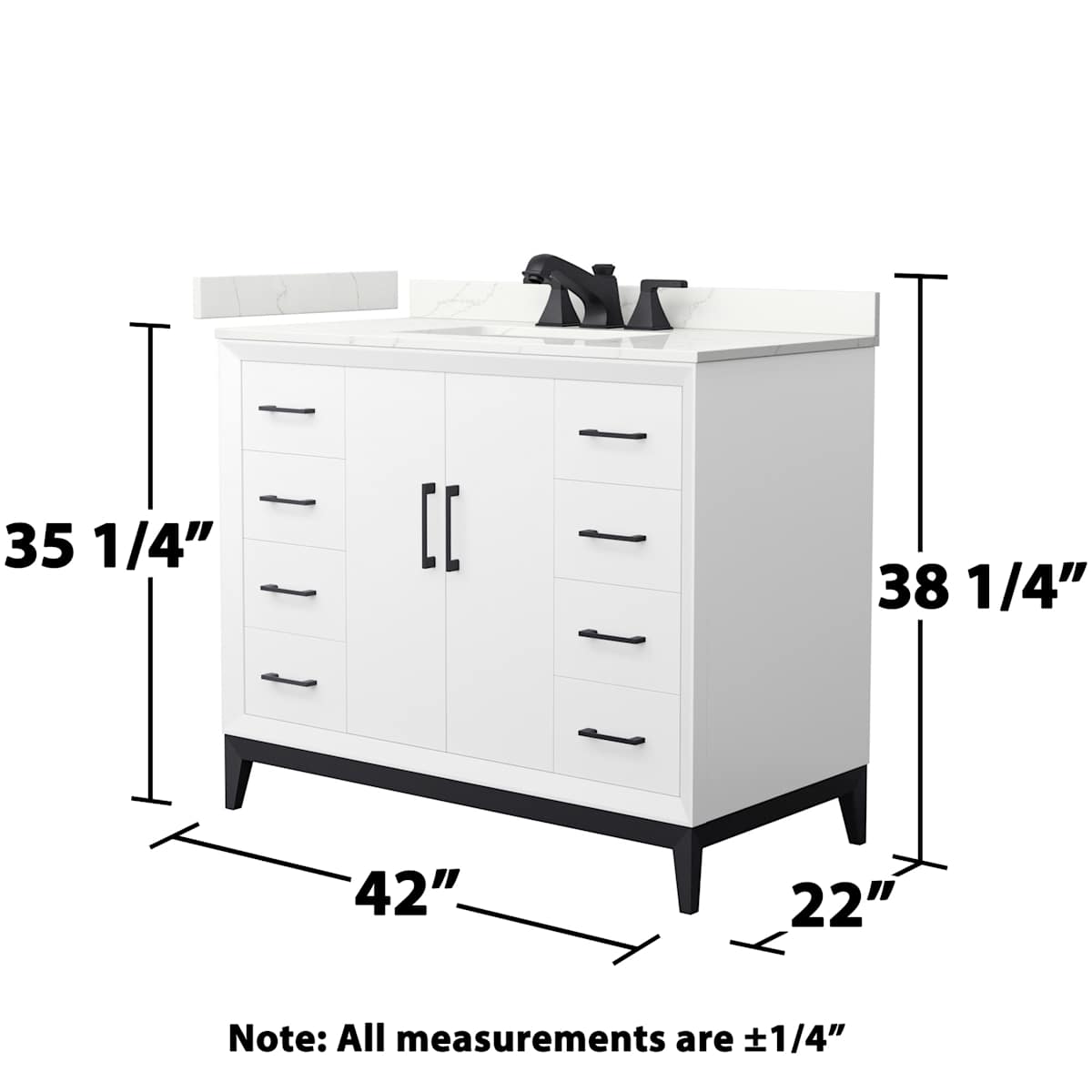 Amici 42" Free Standing Single Basin Vanity Set with Cabinet and Quartz Vanity Top