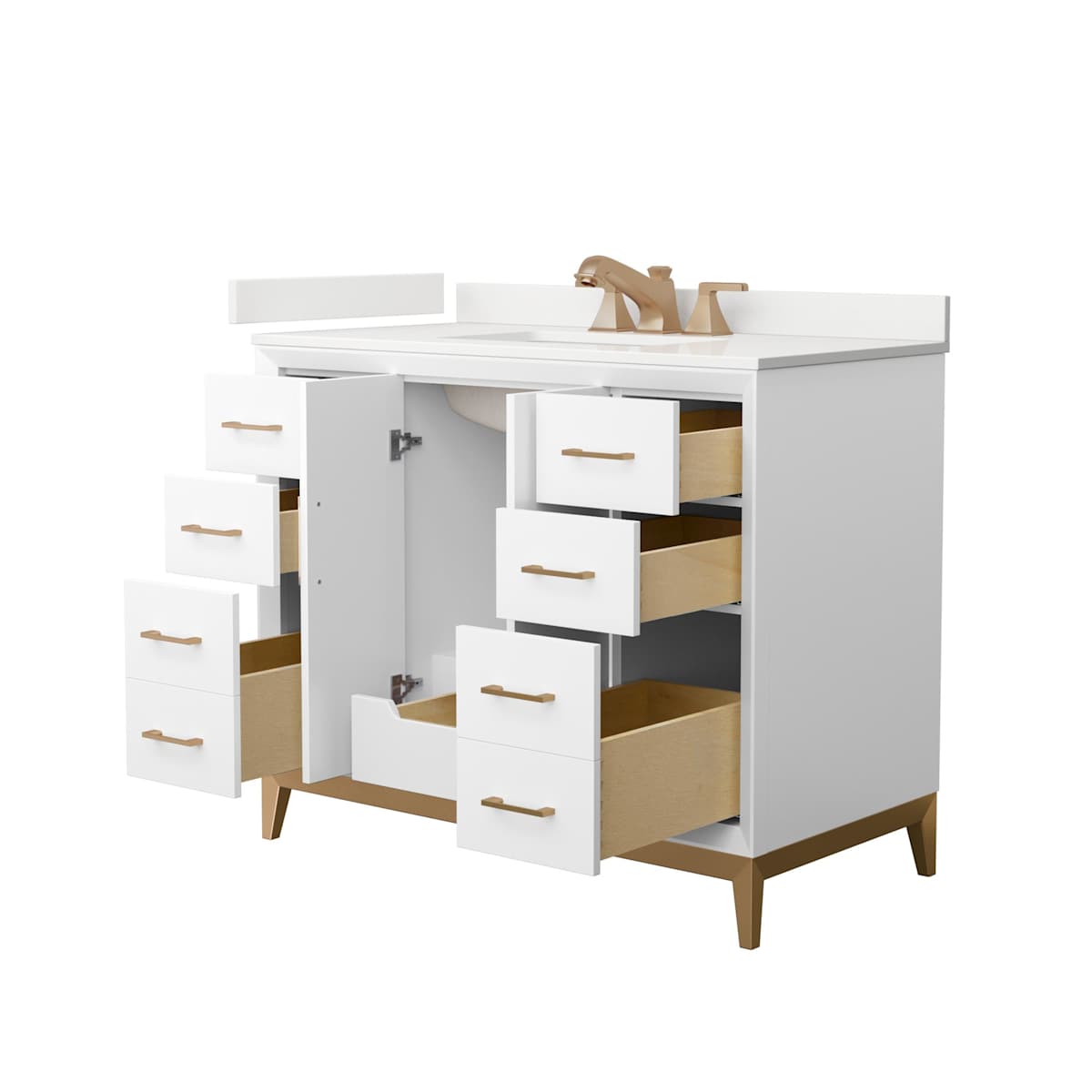 Amici 42" Free Standing Single Basin Vanity Set with Cabinet and Quartz Vanity Top