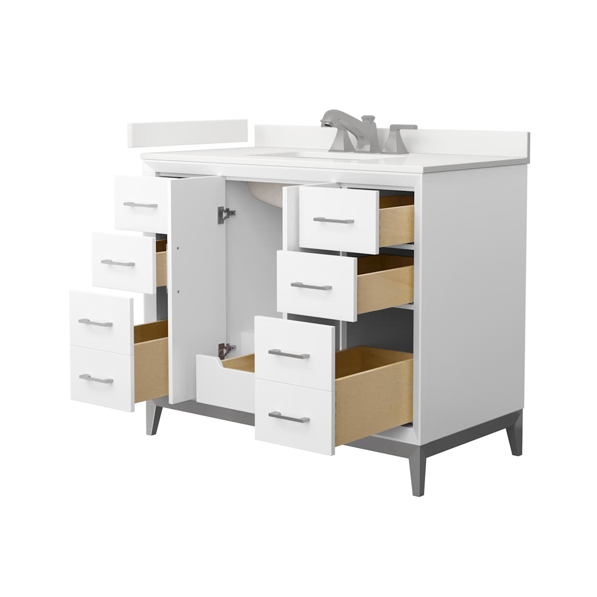 Amici 42" Free Standing Single Basin Vanity Set with Cabinet and Quartz Vanity Top
