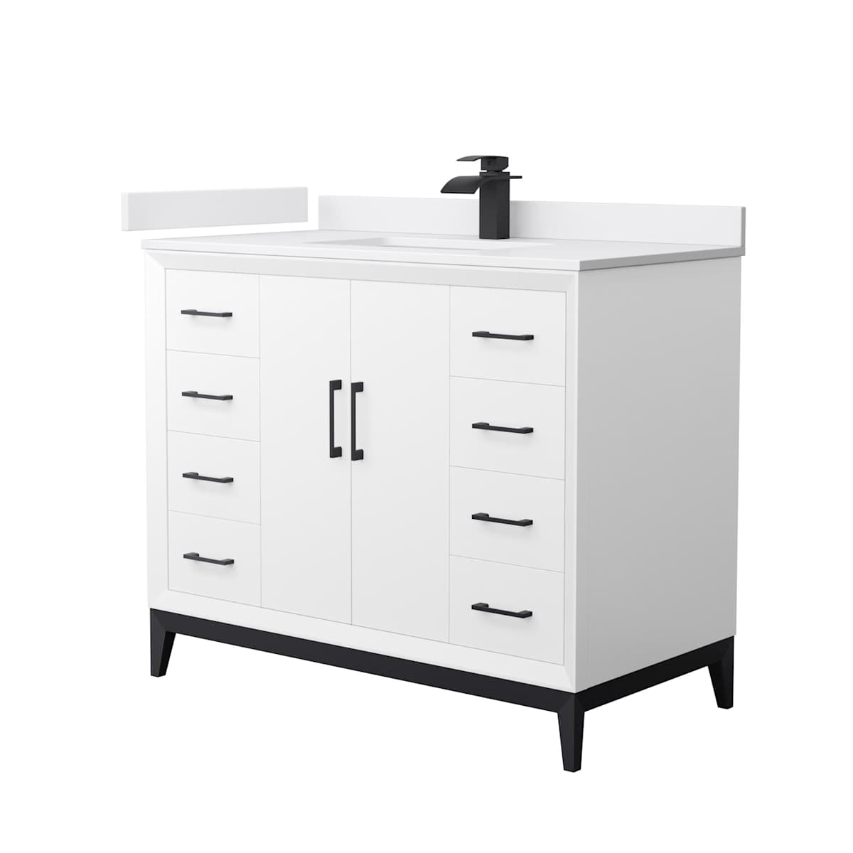 Amici 42" Free Standing Single Basin Vanity Set with Cabinet and Cultured Marble Vanity Top