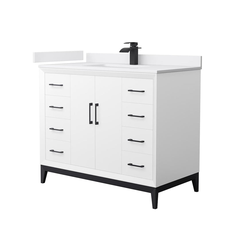 Amici 42" Free Standing Single Basin Vanity Set with Cabinet and Cultured Marble Vanity Top - image 1