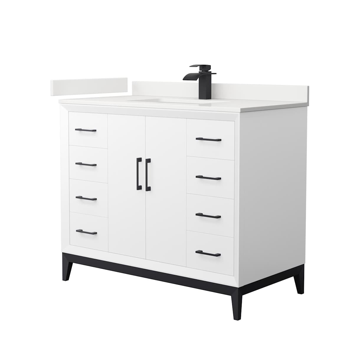 Amici 42" Free Standing Single Basin Vanity Set with Cabinet and Quartz Vanity Top - image 1
