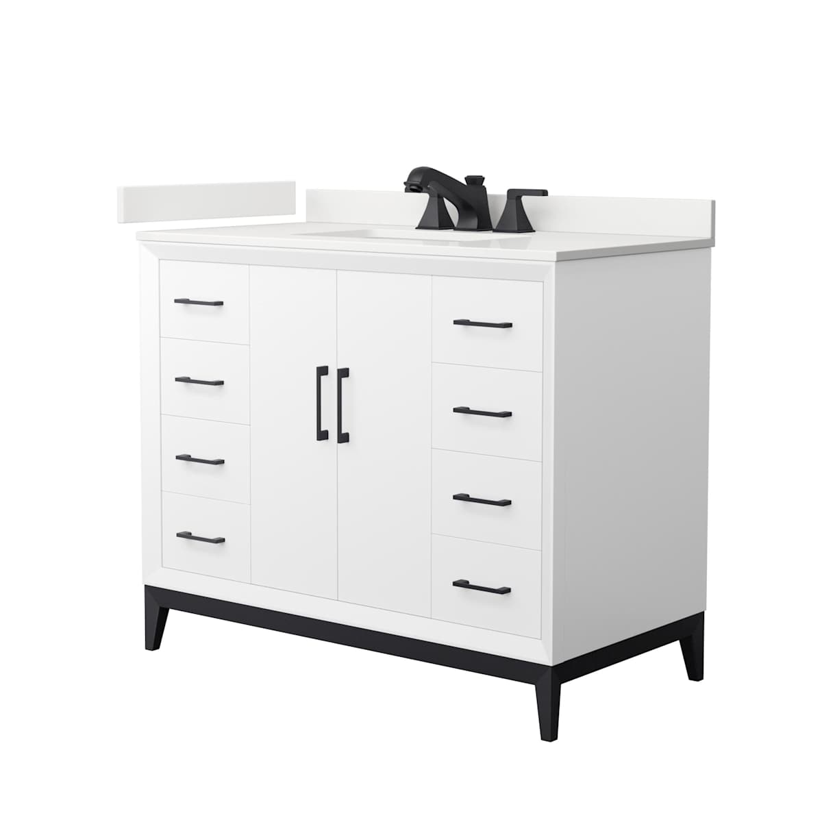 Amici 42" Free Standing Single Basin Vanity Set with Cabinet and Quartz Vanity Top