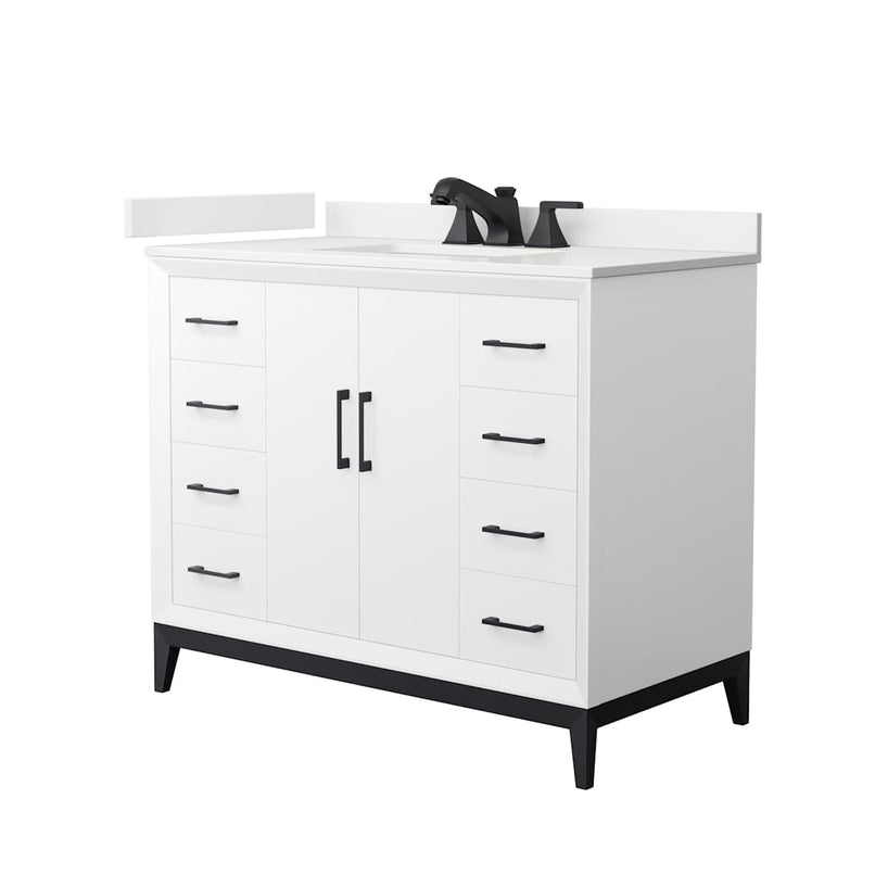 Amici 42" Free Standing Single Basin Vanity Set with Cabinet and Quartz Vanity Top - image 1