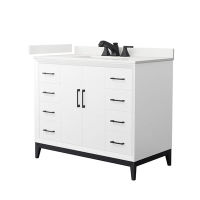 Amici 42" Free Standing Single Basin Vanity Set with Cabinet and Quartz Vanity Top - image 1