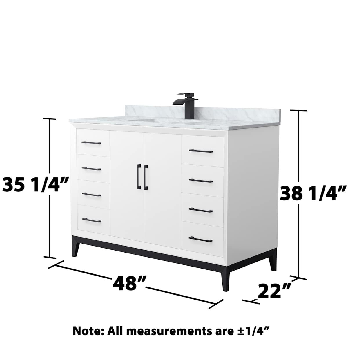 Amici 48" Free Standing Single Basin Vanity Set with Cabinet and Marble Vanity Top