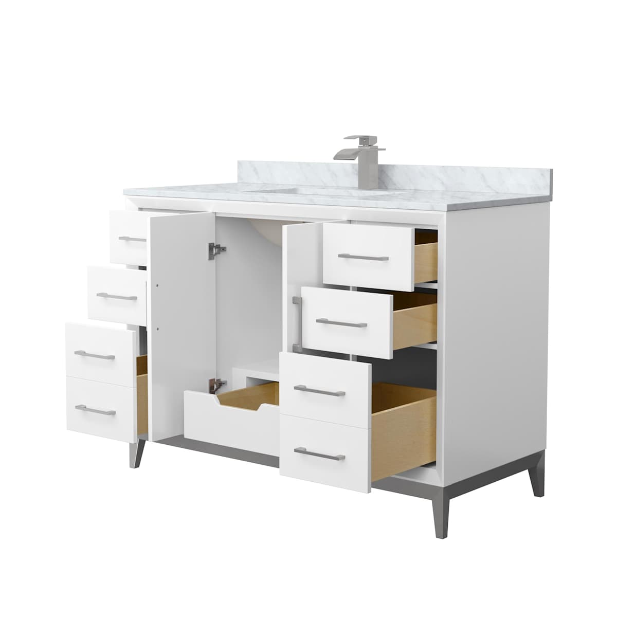 Amici 48" Free Standing Single Basin Vanity Set with Cabinet and Marble Vanity Top