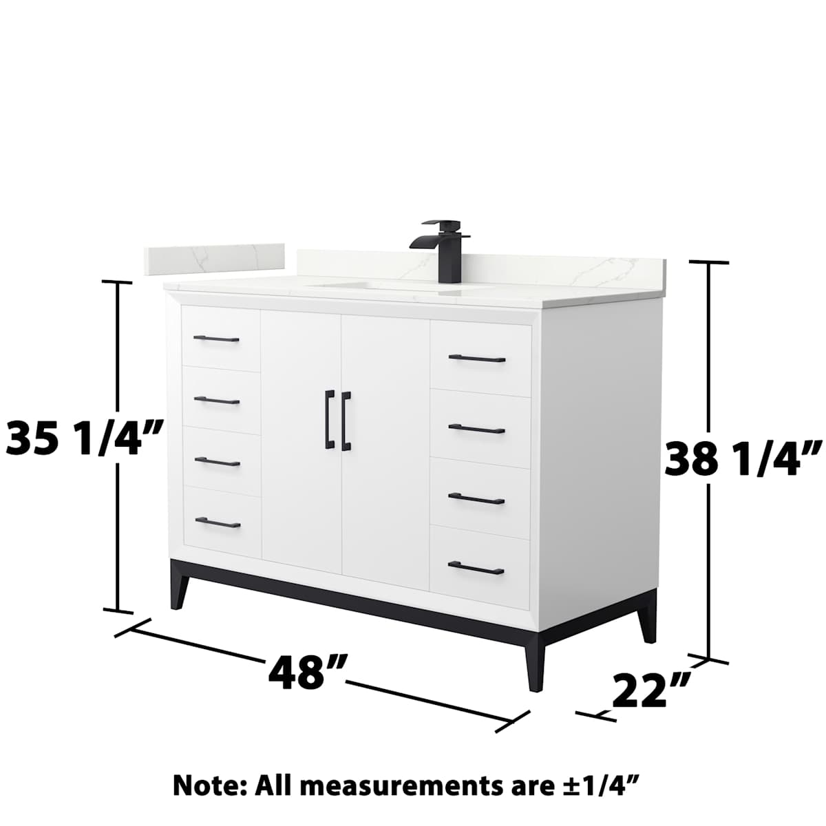 Amici 48" Free Standing Single Basin Vanity Set with Cabinet and Quartz Vanity Top