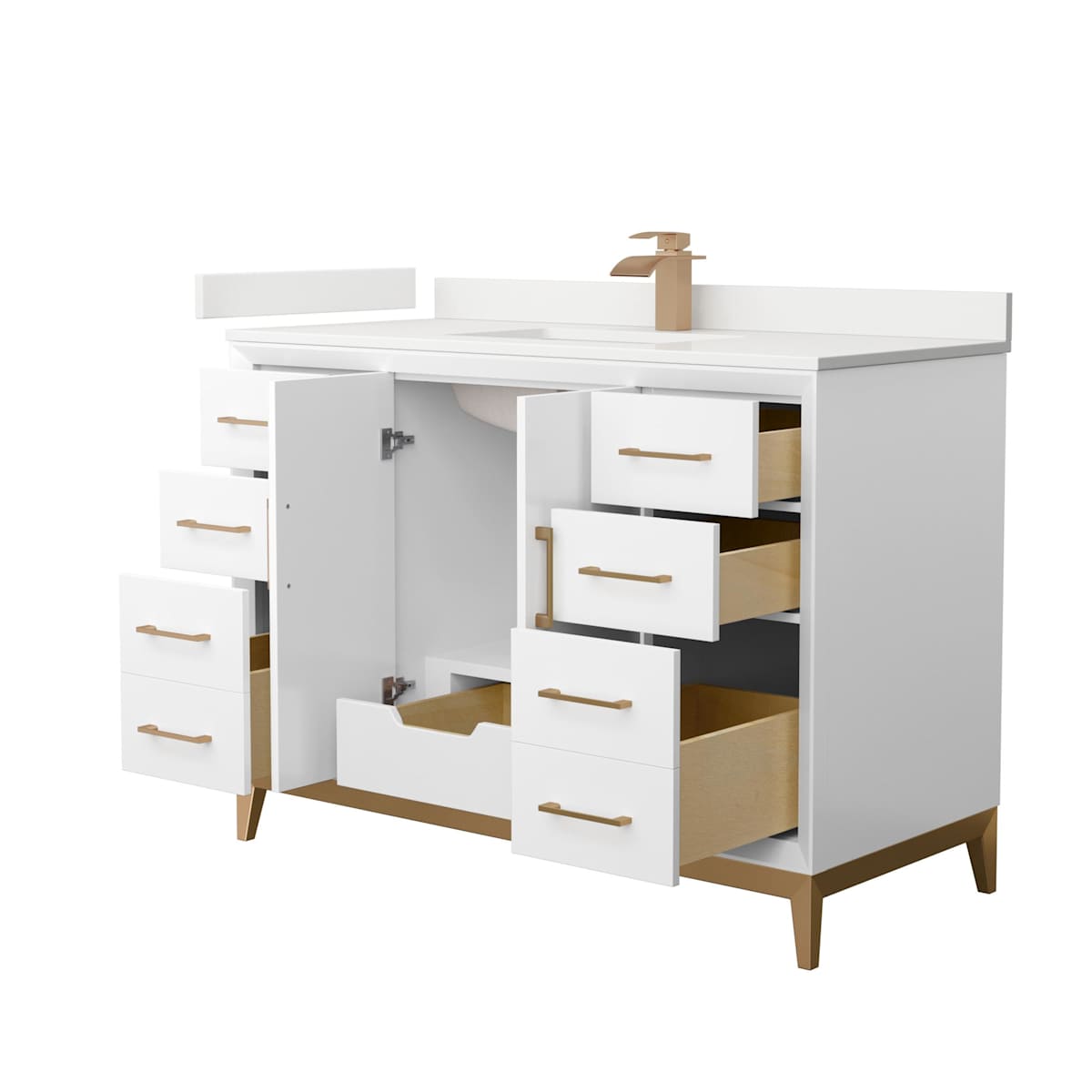 Amici 48" Free Standing Single Basin Vanity Set with Cabinet and Quartz Vanity Top - image 9