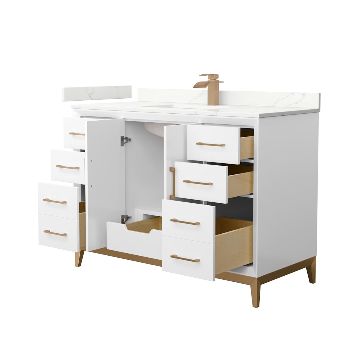 Amici 48" Free Standing Single Basin Vanity Set with Cabinet and Quartz Vanity Top