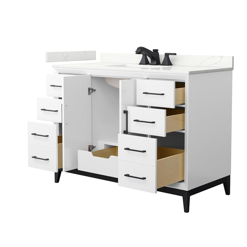 Amici 48" Free Standing Single Basin Vanity Set with Cabinet and Quartz Vanity Top - image 2