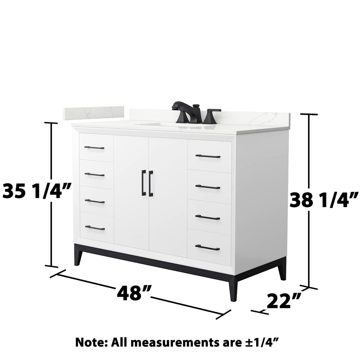 Amici 48" Free Standing Single Basin Vanity Set with Cabinet and Quartz Vanity Top