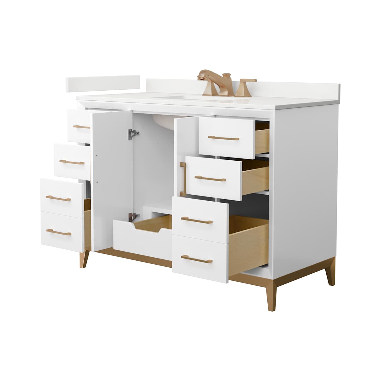 Amici 48" Free Standing Single Basin Vanity Set with Cabinet and Quartz Vanity Top