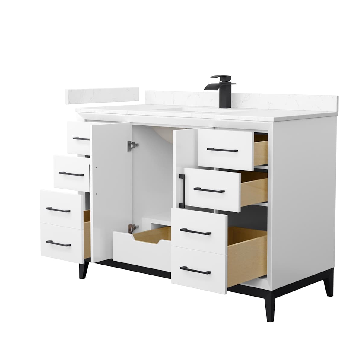 Amici 48" Free Standing Single Basin Vanity Set with Cabinet and Cultured Marble Vanity Top