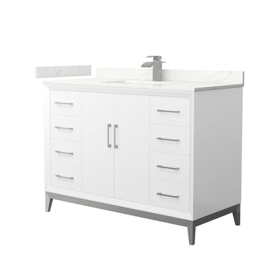 Amici 48" Free Standing Single Basin Vanity Set with Cabinet and Quartz Vanity Top - image 1