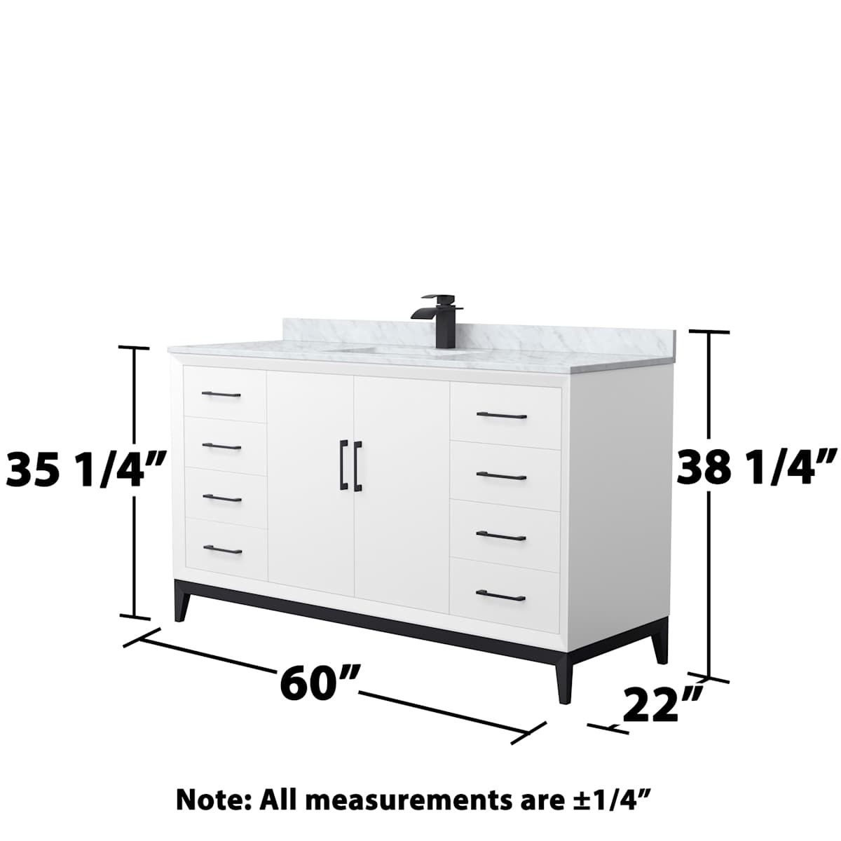 Amici 60" Free Standing Single Basin Vanity Set with Cabinet and Marble Vanity Top - image 6