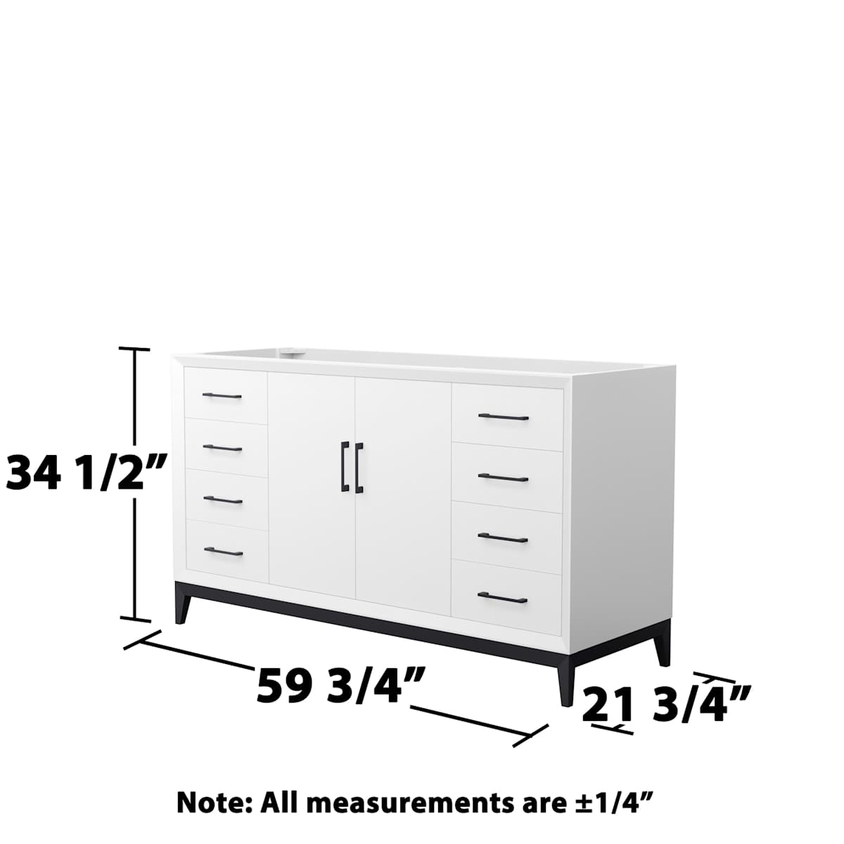 Amici 60" Single Free Standing Vanity Cabinet Only - Less Vanity Top
