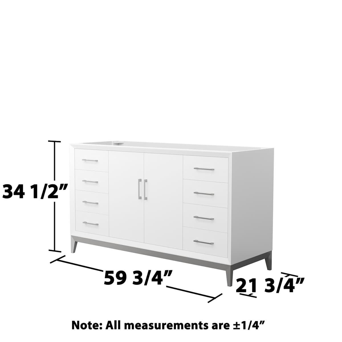 Amici 60" Single Free Standing Vanity Cabinet Only - Less Vanity Top