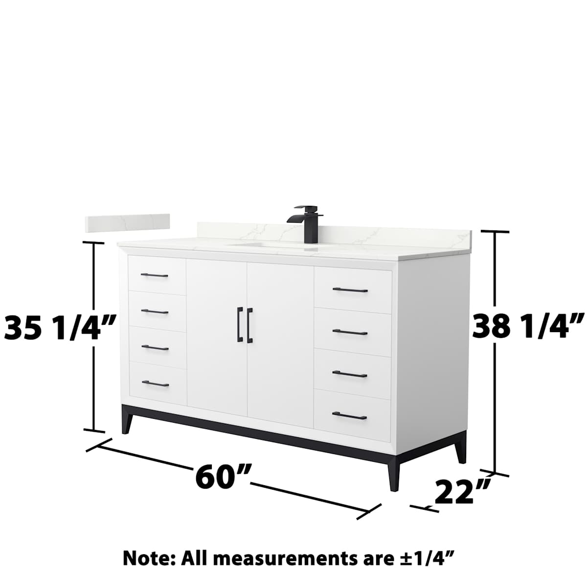 Amici 60" Free Standing Single Basin Vanity Set with Cabinet and Quartz Vanity Top
