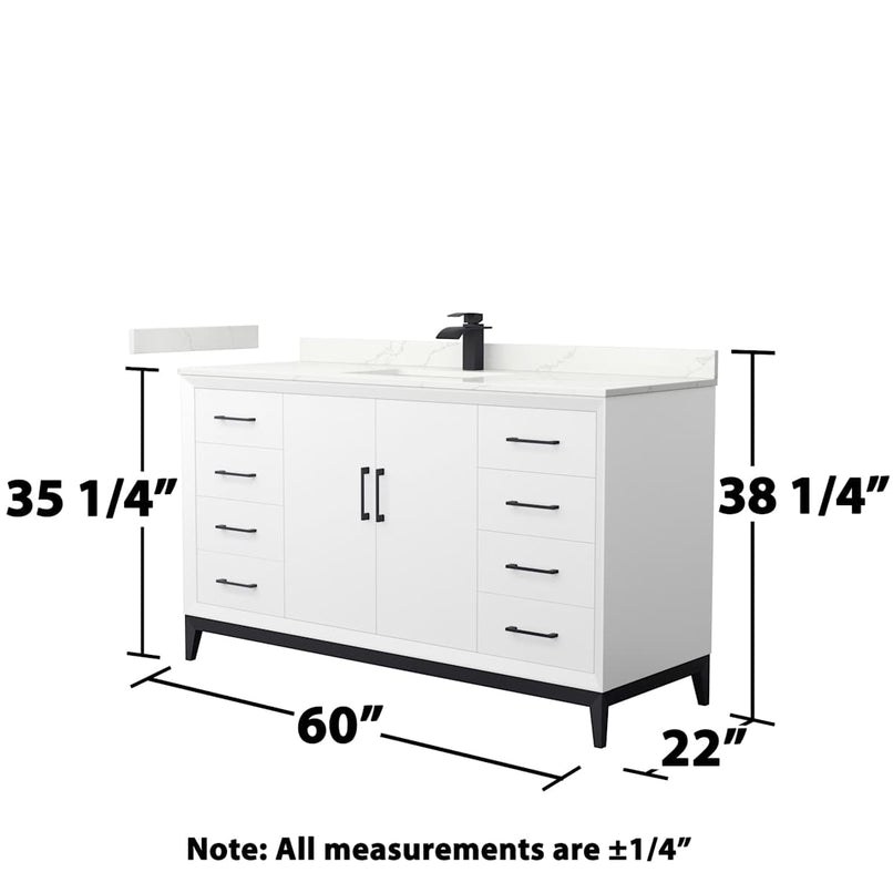 Amici 60" Free Standing Single Basin Vanity Set with Cabinet and Quartz Vanity Top - image 6