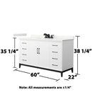 Amici 60" Free Standing Single Basin Vanity Set with Cabinet and Quartz Vanity Top - image 6