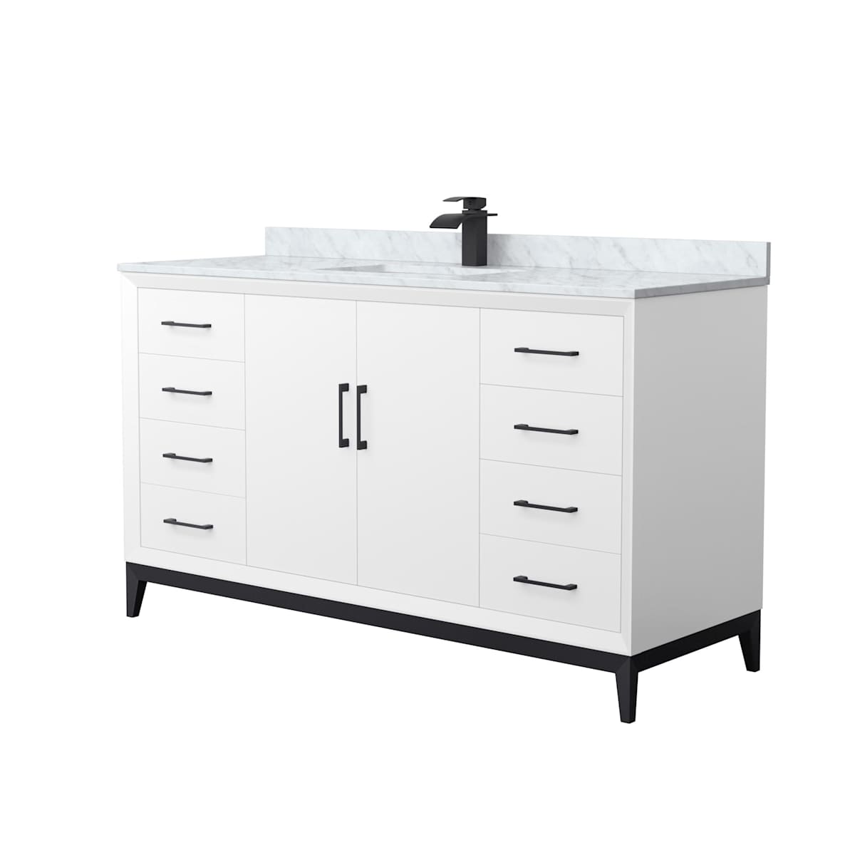 Amici 60" Free Standing Single Basin Vanity Set with Cabinet and Marble Vanity Top