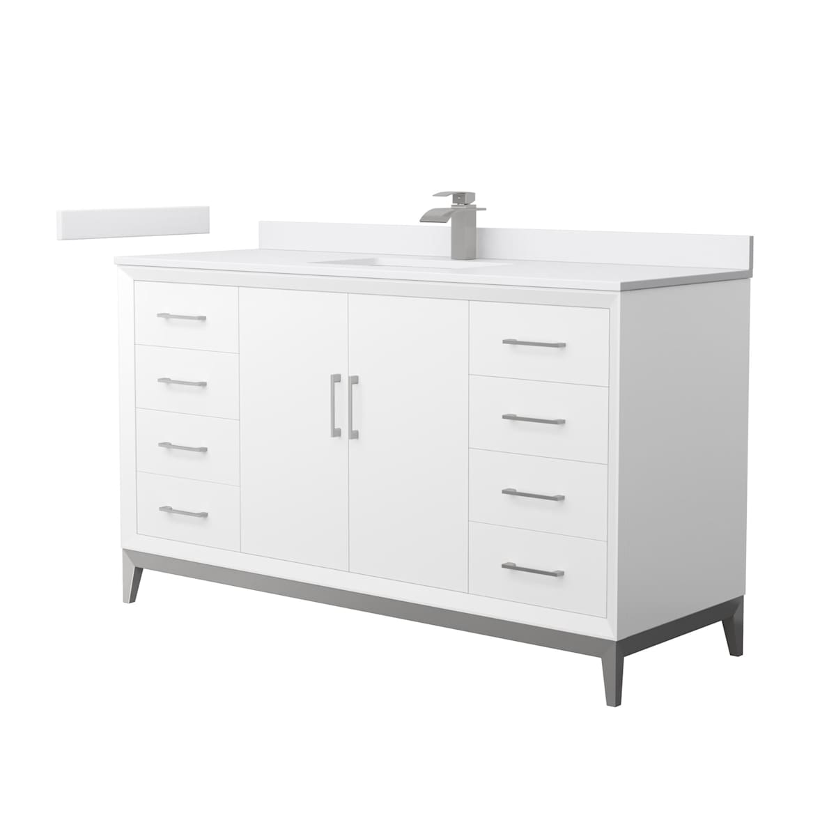 Amici 60" Free Standing Single Basin Vanity Set with Cabinet and Cultured Marble Vanity Top