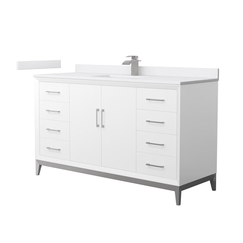 Amici 60" Free Standing Single Basin Vanity Set with Cabinet and Cultured Marble Vanity Top - image 1