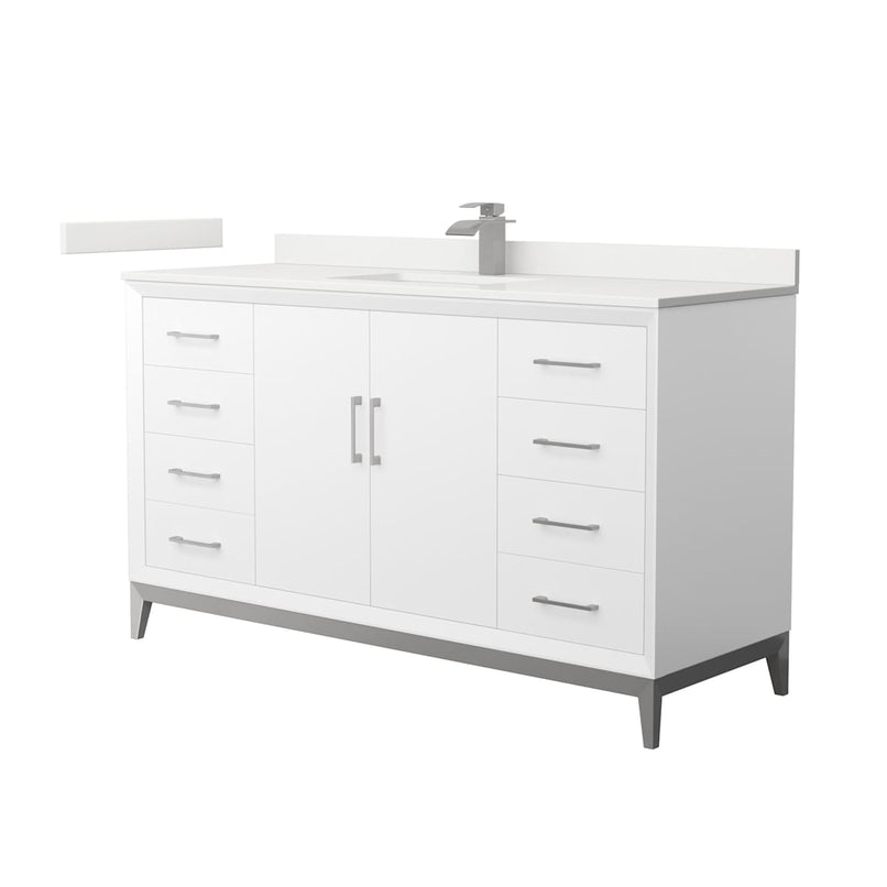 Amici 60" Free Standing Single Basin Vanity Set with Cabinet and Quartz Vanity Top - image 1