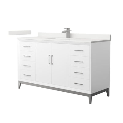 Amici 60" Free Standing Single Basin Vanity Set with Cabinet and Quartz Vanity Top - image 1