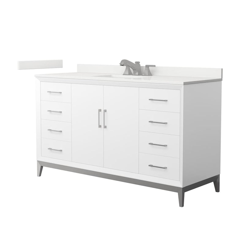 Amici 60" Free Standing Single Basin Vanity Set with Cabinet and Quartz Vanity Top - image 1