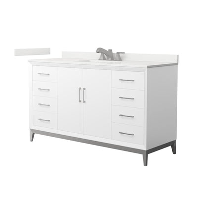 Amici 60" Free Standing Single Basin Vanity Set with Cabinet and Quartz Vanity Top - image 1