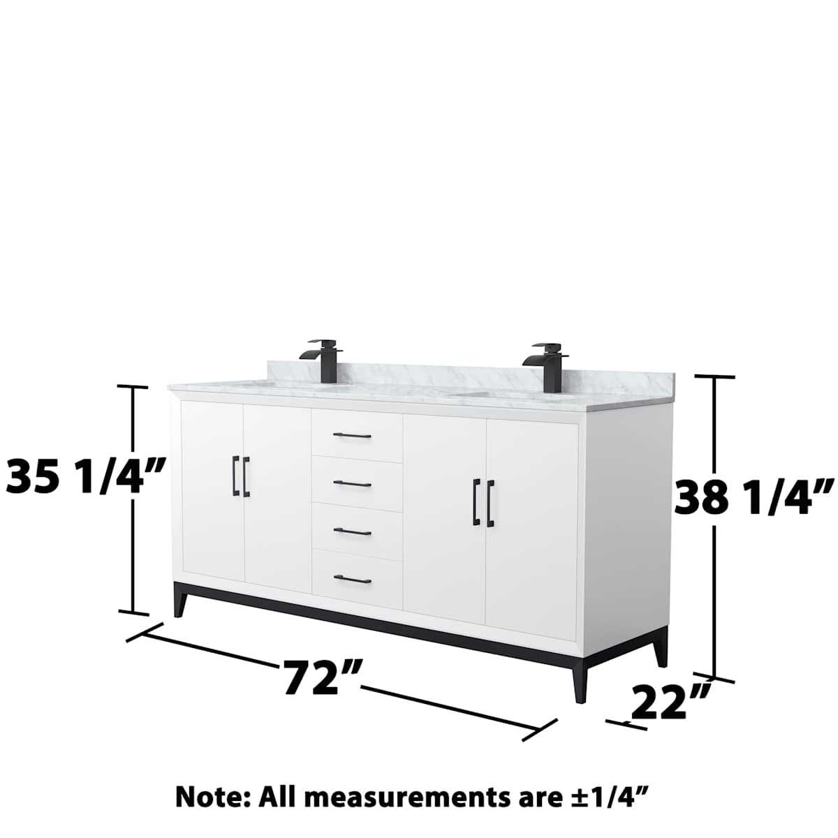 Amici 72" Free Standing Double Basin Vanity Set with Cabinet and Marble Vanity Top - image 6