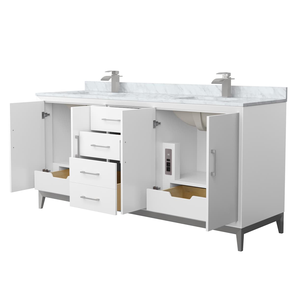 Amici 72" Free Standing Double Basin Vanity Set with Cabinet and Marble Vanity Top - image 8