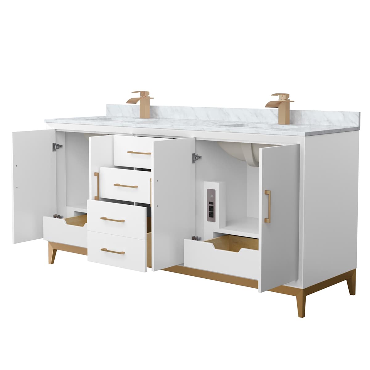 Amici 72" Free Standing Double Basin Vanity Set with Cabinet and Marble Vanity Top