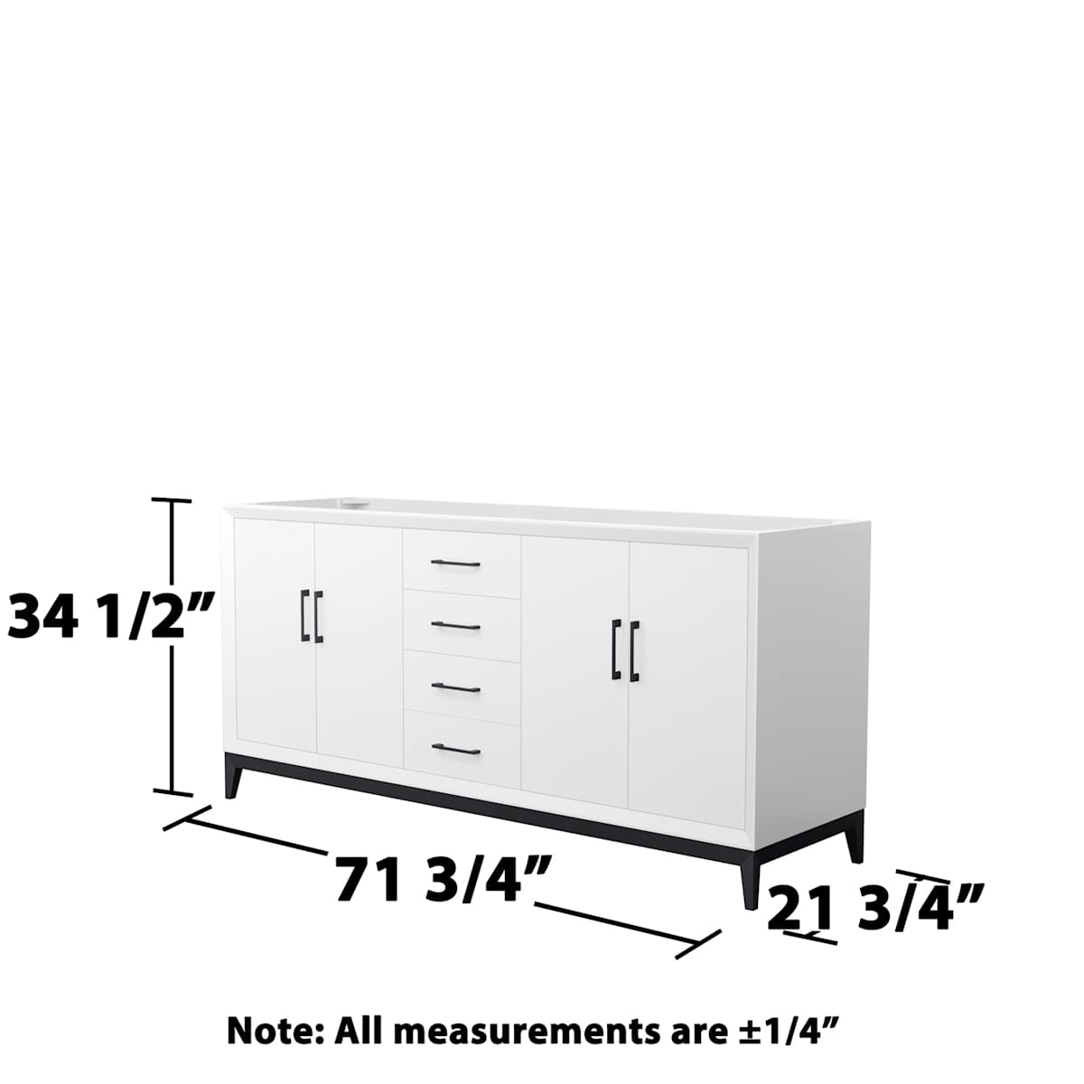 Amici 72" Double Free Standing Vanity Cabinet Only - Less Vanity Top