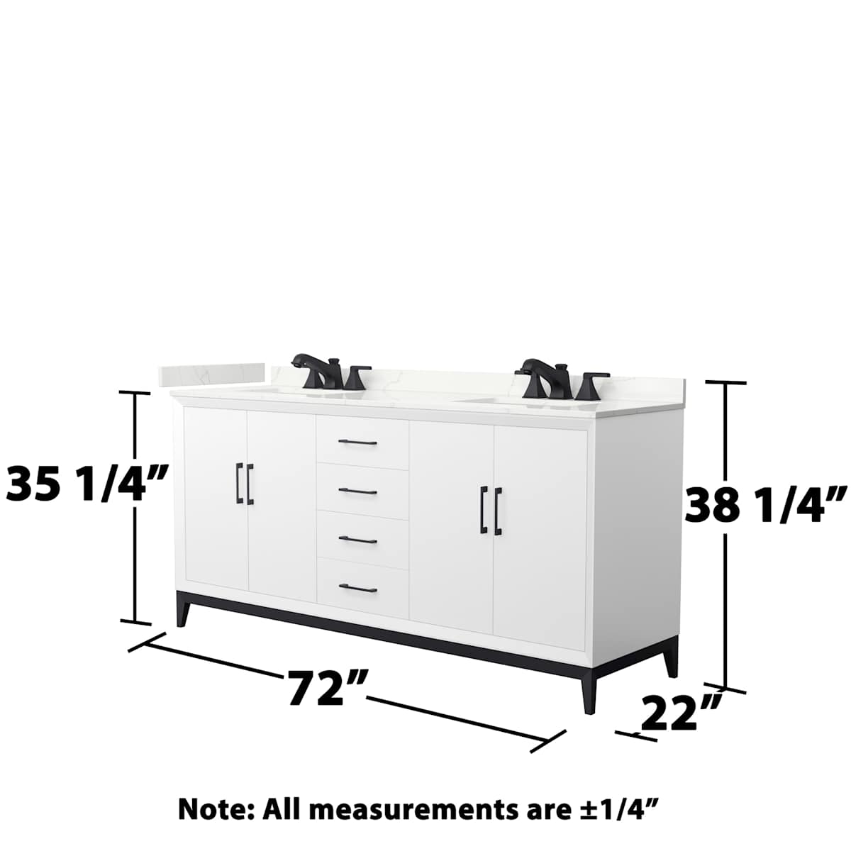 Amici 72" Free Standing Double Basin Vanity Set with Cabinet and Quartz Vanity Top