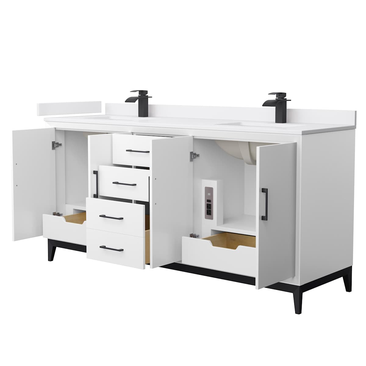 Amici 72" Free Standing Double Basin Vanity Set with Cabinet and Cultured Marble Vanity Top