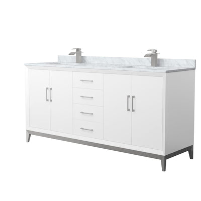 Amici 72" Free Standing Double Basin Vanity Set with Cabinet and Marble Vanity Top - image 1