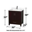 Sheffield 30" Free Standing Single Basin Vanity Set with Cabinet, Quartz Vanity Top, and Framed Mirror - image 5