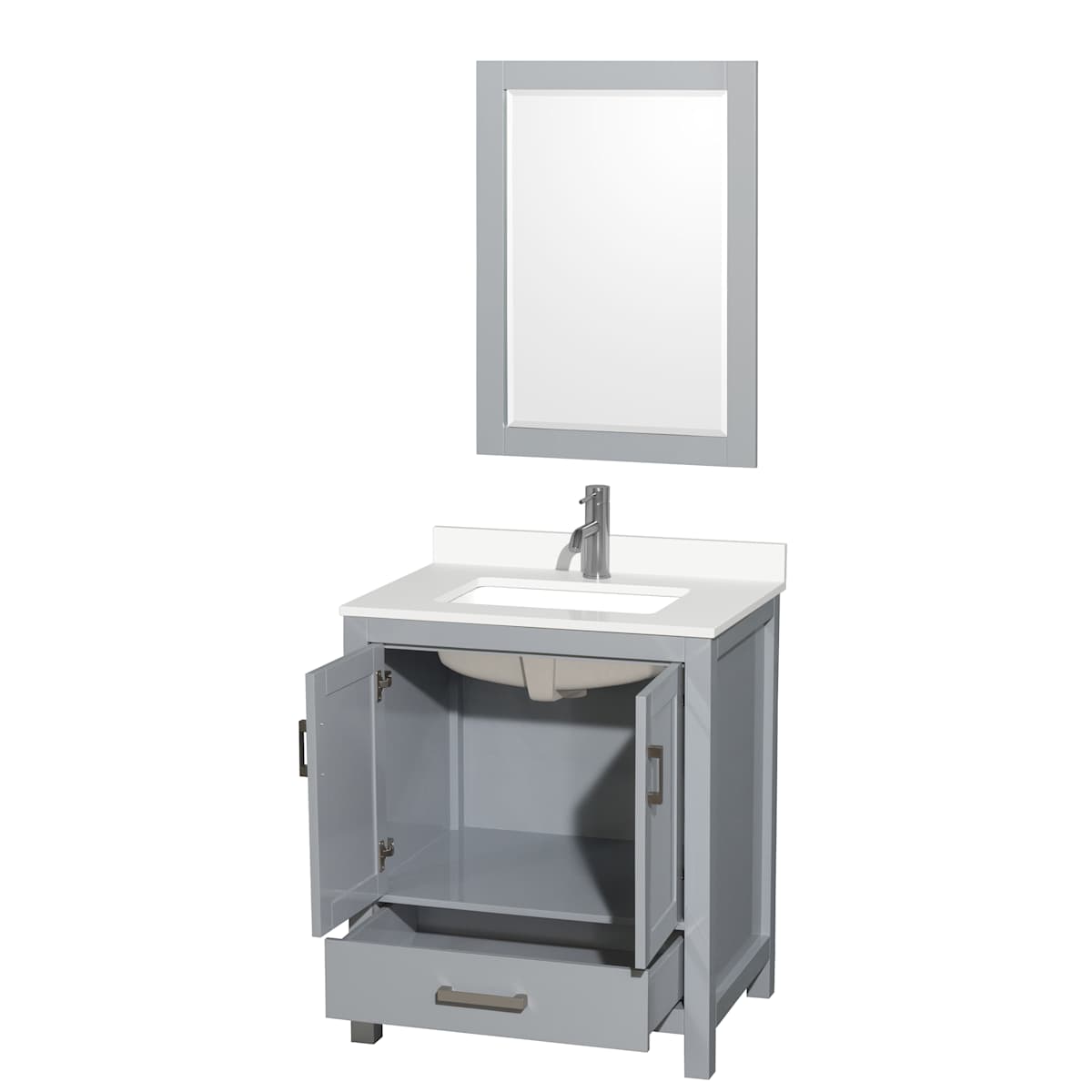 Sheffield 30" Free Standing Single Basin Vanity Set with Cabinet, Quartz Vanity Top, and Framed Mirror - image 18