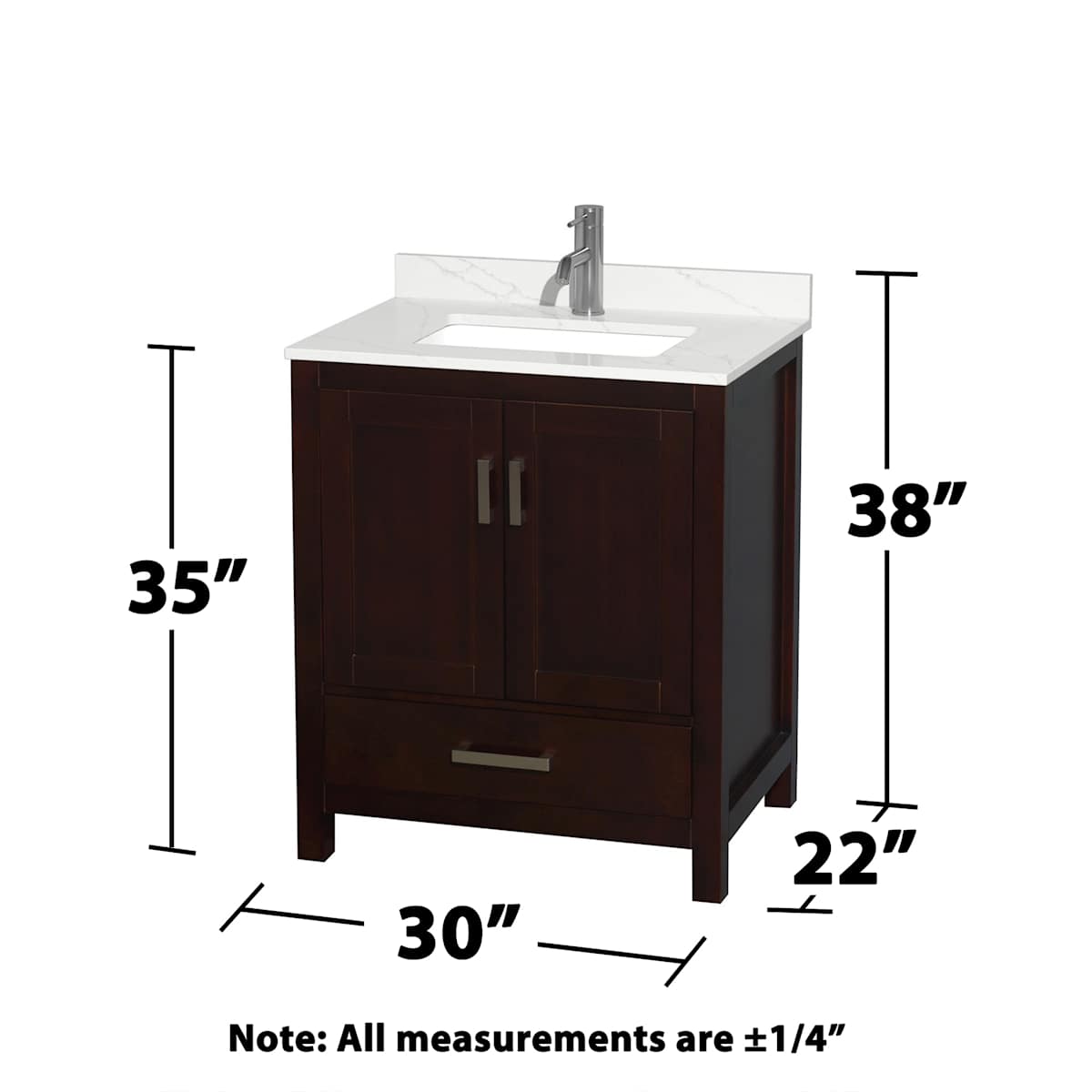 Sheffield 30" Free Standing Single Basin Vanity Set with Cabinet, Quartz Vanity Top, and Medicine Cabinet