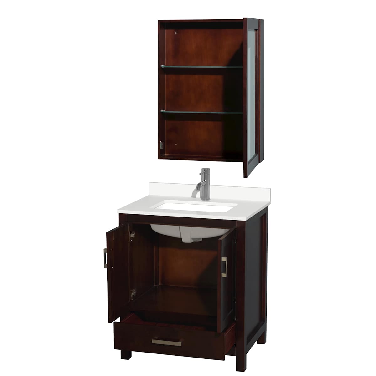 Sheffield 30" Free Standing Single Basin Vanity Set with Cabinet, Quartz Vanity Top, and Medicine Cabinet - image 7