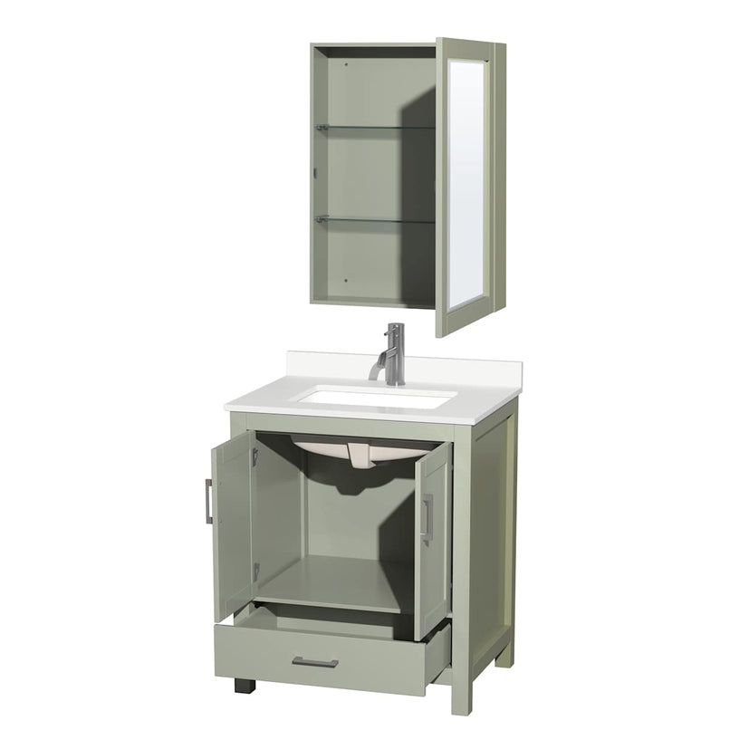 Sheffield 30" Free Standing Single Basin Vanity Set with Cabinet, Quartz Vanity Top, and Medicine Cabinet - image 15