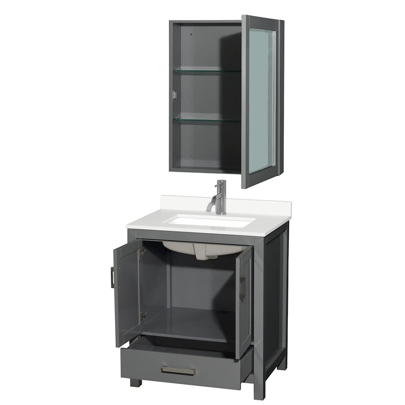Sheffield 30" Free Standing Single Basin Vanity Set with Cabinet, Quartz Vanity Top, and Medicine Cabinet - image 17