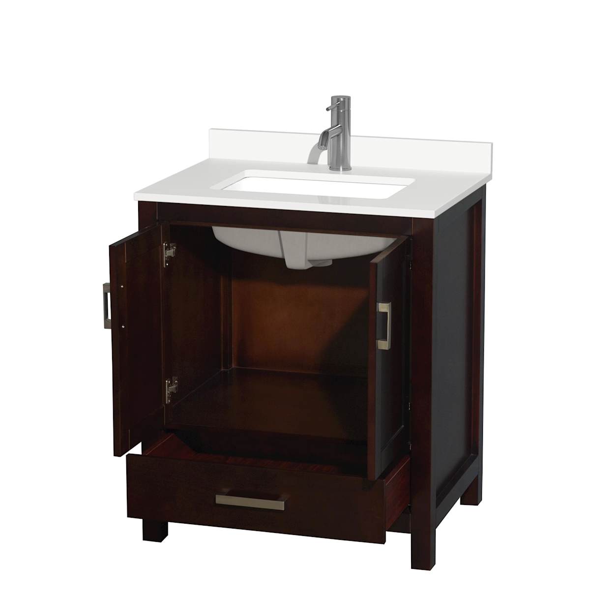 Sheffield 30" Free Standing Single Basin Vanity Set with Cabinet and Quartz Vanity Top