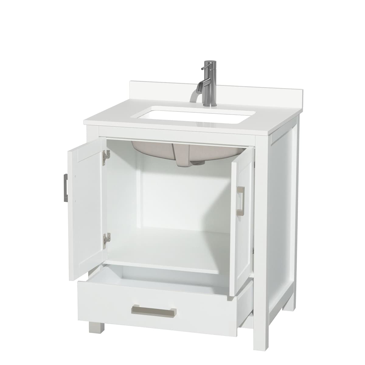 Sheffield 30" Free Standing Single Basin Vanity Set with Cabinet and Quartz Vanity Top